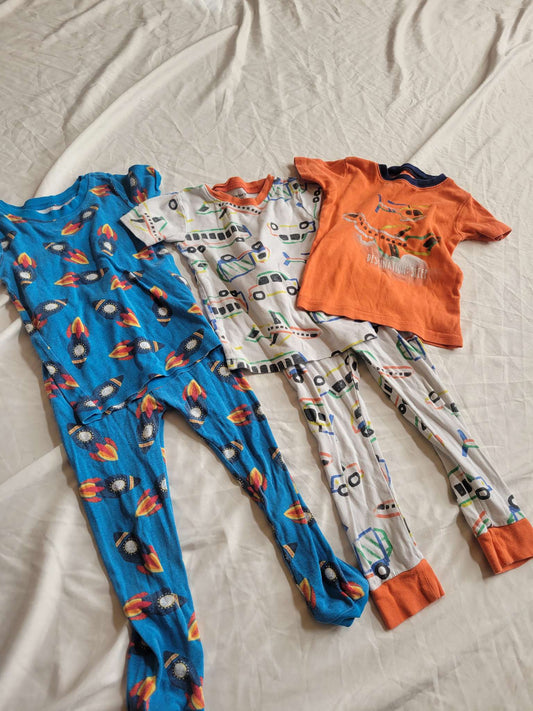 2 Pjs - Rocket Ships & White Transportation (4T) , Kids 4/4T