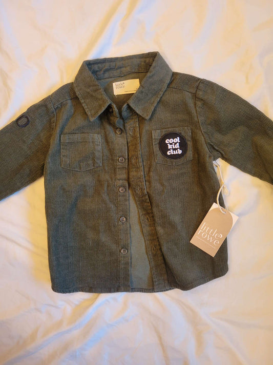New - Corduroy Shacket (Green) -  3T, Kids 3T