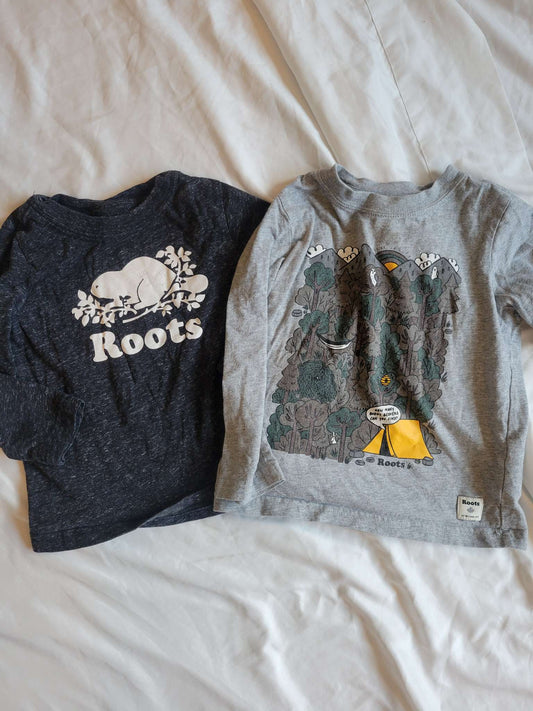 2 Roots Long sleeve - Dark Gray Beaver & Gray Forest (3T) , Kids 3T