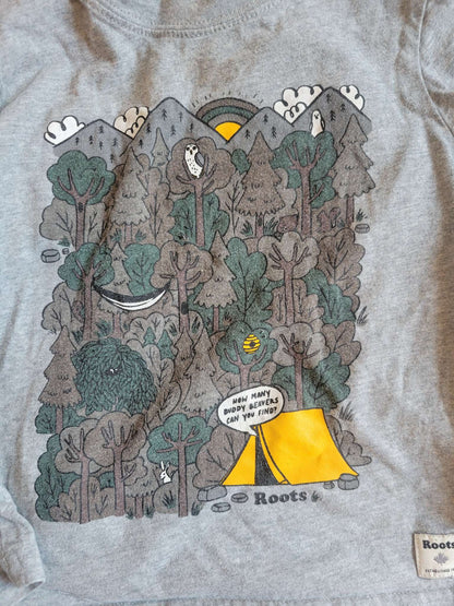 2 Roots Long sleeve - Dark Gray Beaver & Gray Forest (3T) , Kids 3T