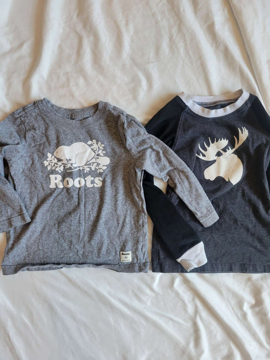 2 Long sleeve shirts -  Roots Beaver  / Lola Taylor Moose , Kids 3T