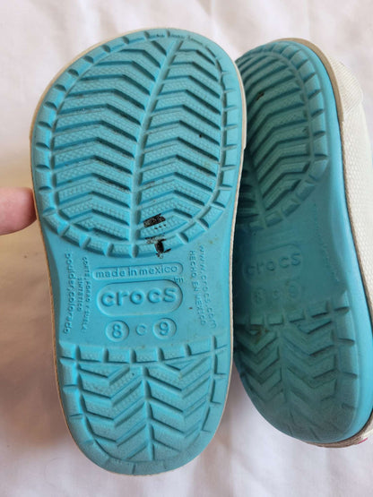 Blue/Pink Crocs Size 8/9c, Shoes 8 (Toddler:2-4yr)