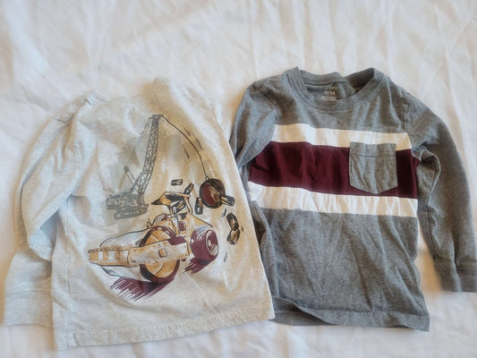 2 Shirts - Gray Wrecking Ball & Gray/Maroon - 3T Excellent Used , Kids 3T