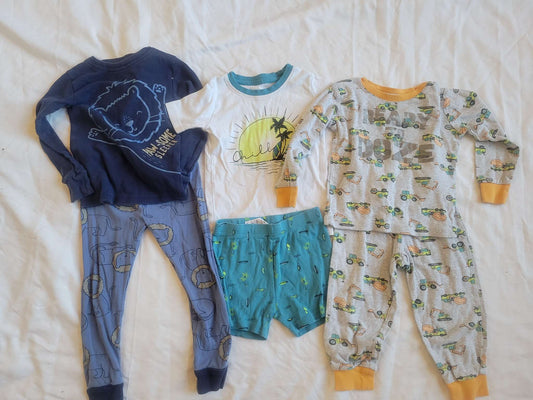 3 Pjs - Blue Lions, White/Blue Sun and Gray Construction (3T) , Kids 3T