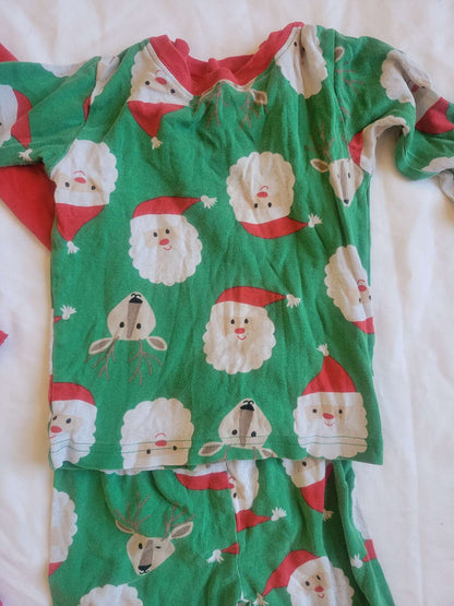 Christmas Bundle - Green Santa/Reindeer Pjs, Red Reindeer Shirt / red pj pants - 3T, Kids 3T