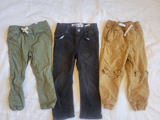 3 Pants - Puppy Pants, Black Jeans & Green Pants - 3T , Kids 3T