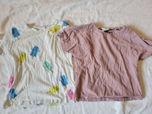 2 Zara T-Shirts -  Popsicles (2/3) and Pink (2/3), Kids 2T