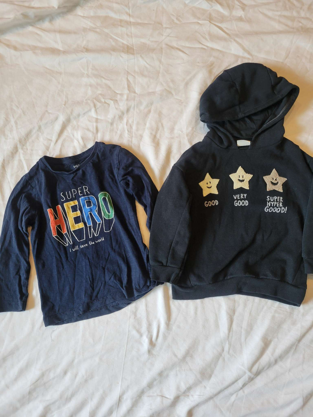 Zara Hoodie (with Stars) and Long Sleeve Super Hero , Kids 2T