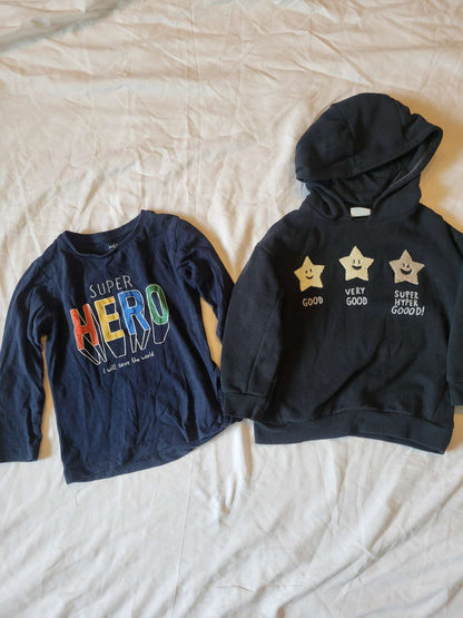 Zara Hoodie (with Stars) and Long Sleeve Super Hero , Kids 2T