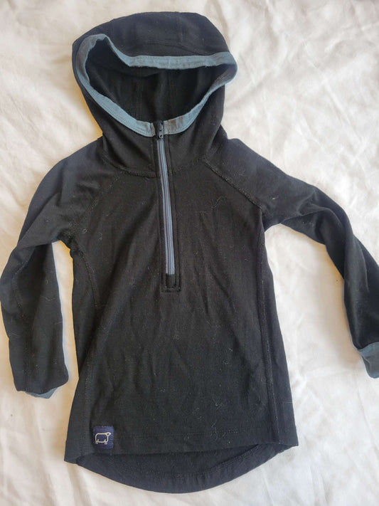 1/2 Zip Black Hoodie - Wee Woolies - Size 2/3 - small shop , Kids 2T