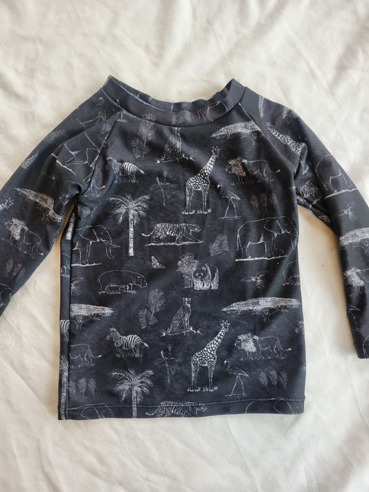 Current Tyed Black Swim Top - Safari Themed Size 2/3 , Kids 2T