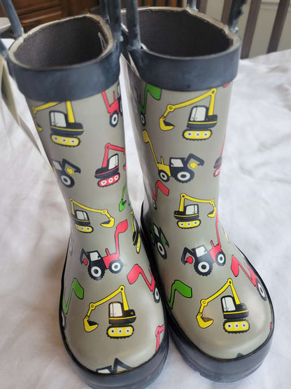 Rain boots w/Excavators (New With Tag) -  MSRP 18, Shoes 5 (Walkers:12-24 mth)