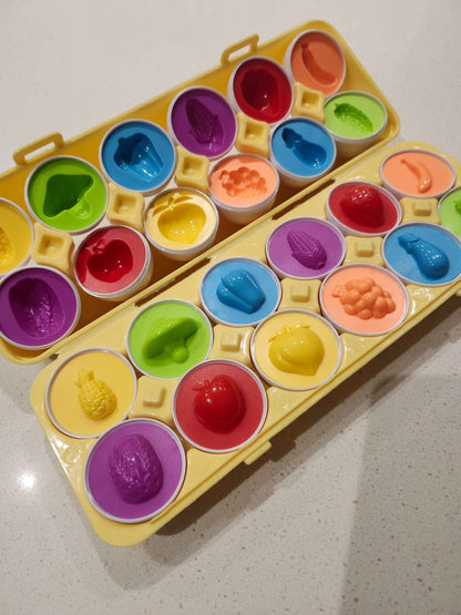 12pc Egg Matching Toy, Colour & Foods, EUC