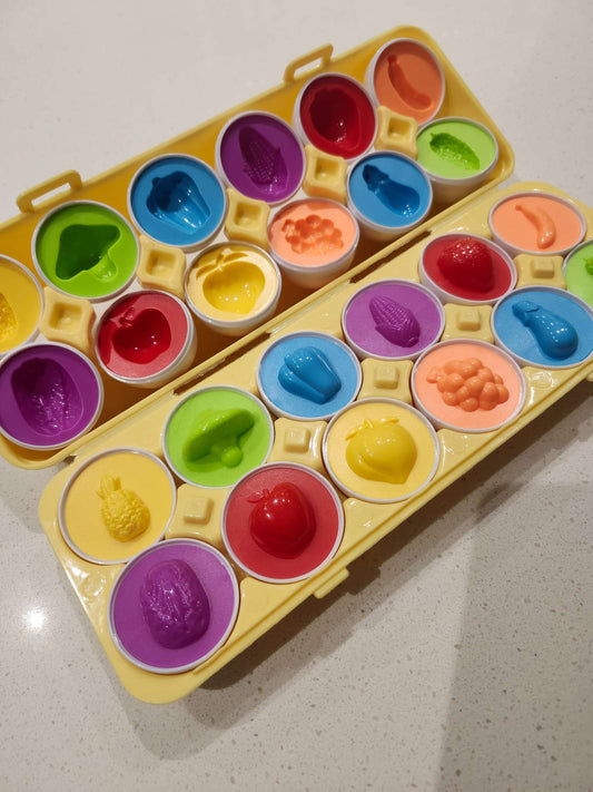 12pc Egg Matching Toy, Colour & Foods, EUC