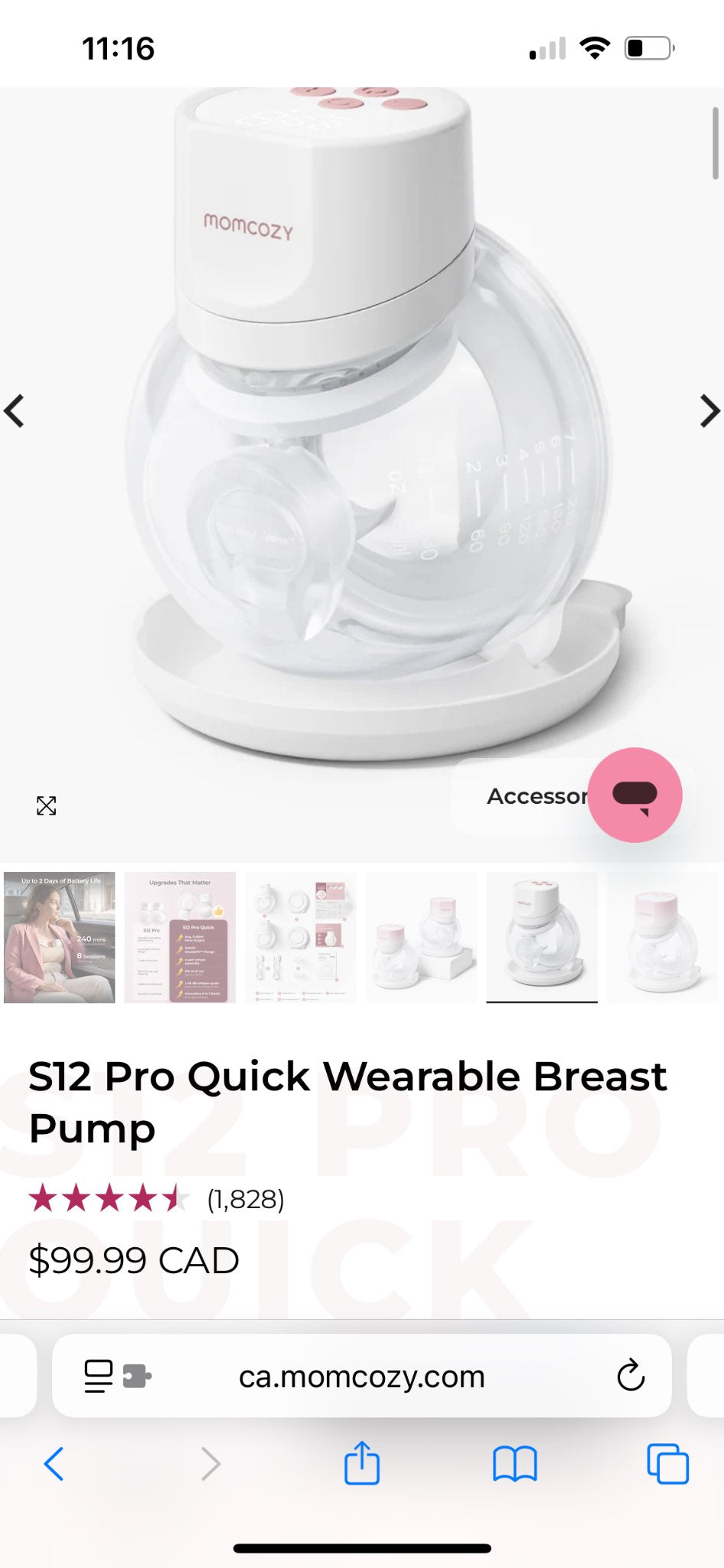 MomCozy S12 Pro Single Wearable Breast Pump EUC! Retails for $99+