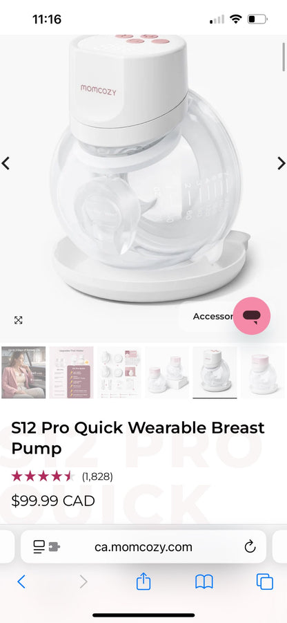 MomCozy S12 Pro Single Wearable Breast Pump EUC! Retails for $99+