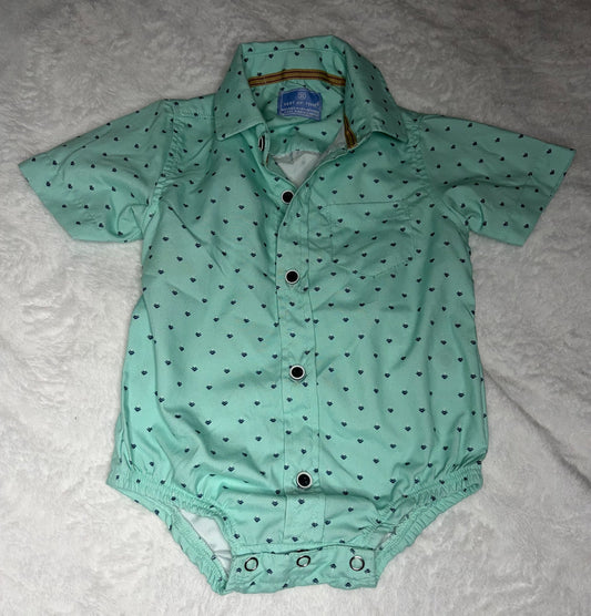 Mint Green Test of Time Button Up Dress Onesie 6m, Kids 6 Month (3-6M)