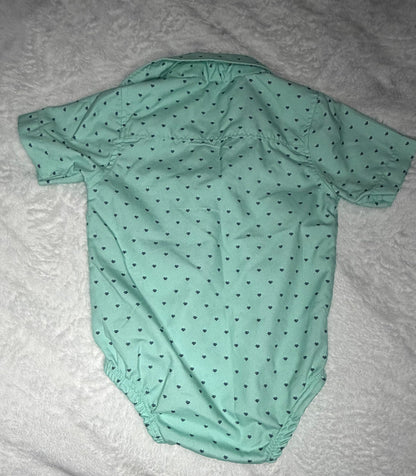 Mint Green Test of Time Button Up Dress Onesie 6m, Kids 6 Month (3-6M)