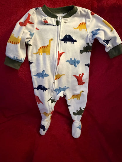 3x Fleece Dinosaur Sleeper Bundle 6m, Kids 6 Month (3-6M)