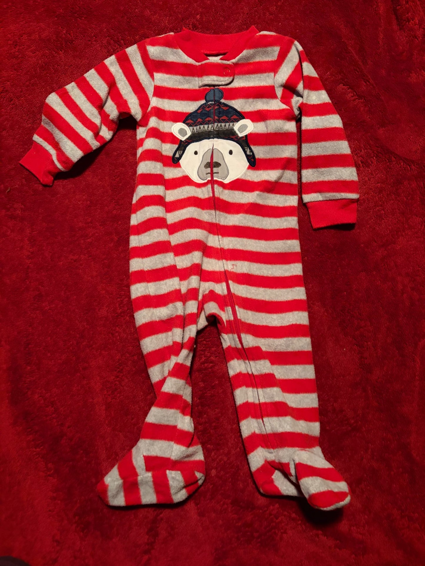 Carters 3x 9m Fleece “winter themed” sleepers, Kids 9 Month (6-9M)