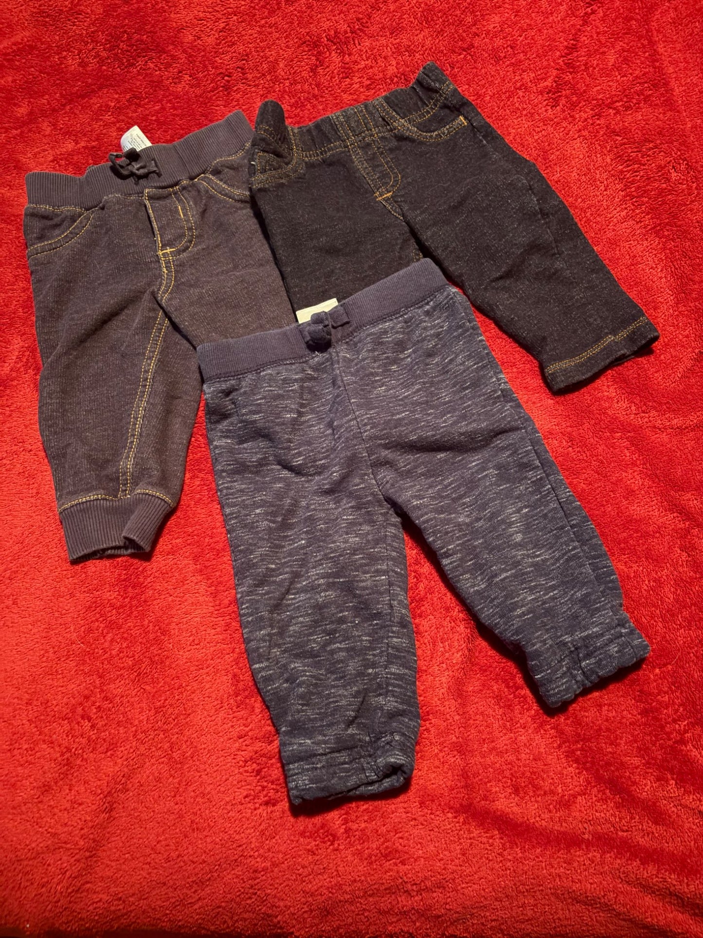 3pc Blue Sweat Pants - 3-6m , Kids 6 Month (3-6M)