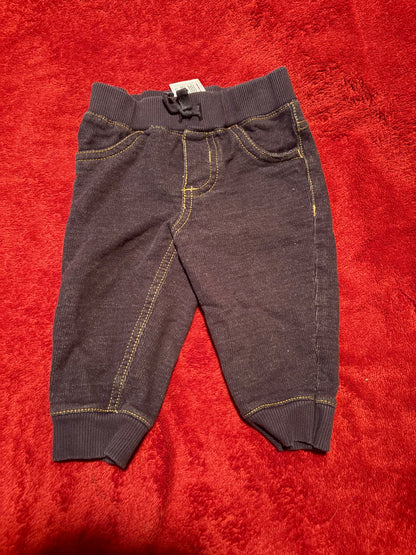 3pc Blue Sweat Pants - 3-6m , Kids 6 Month (3-6M)