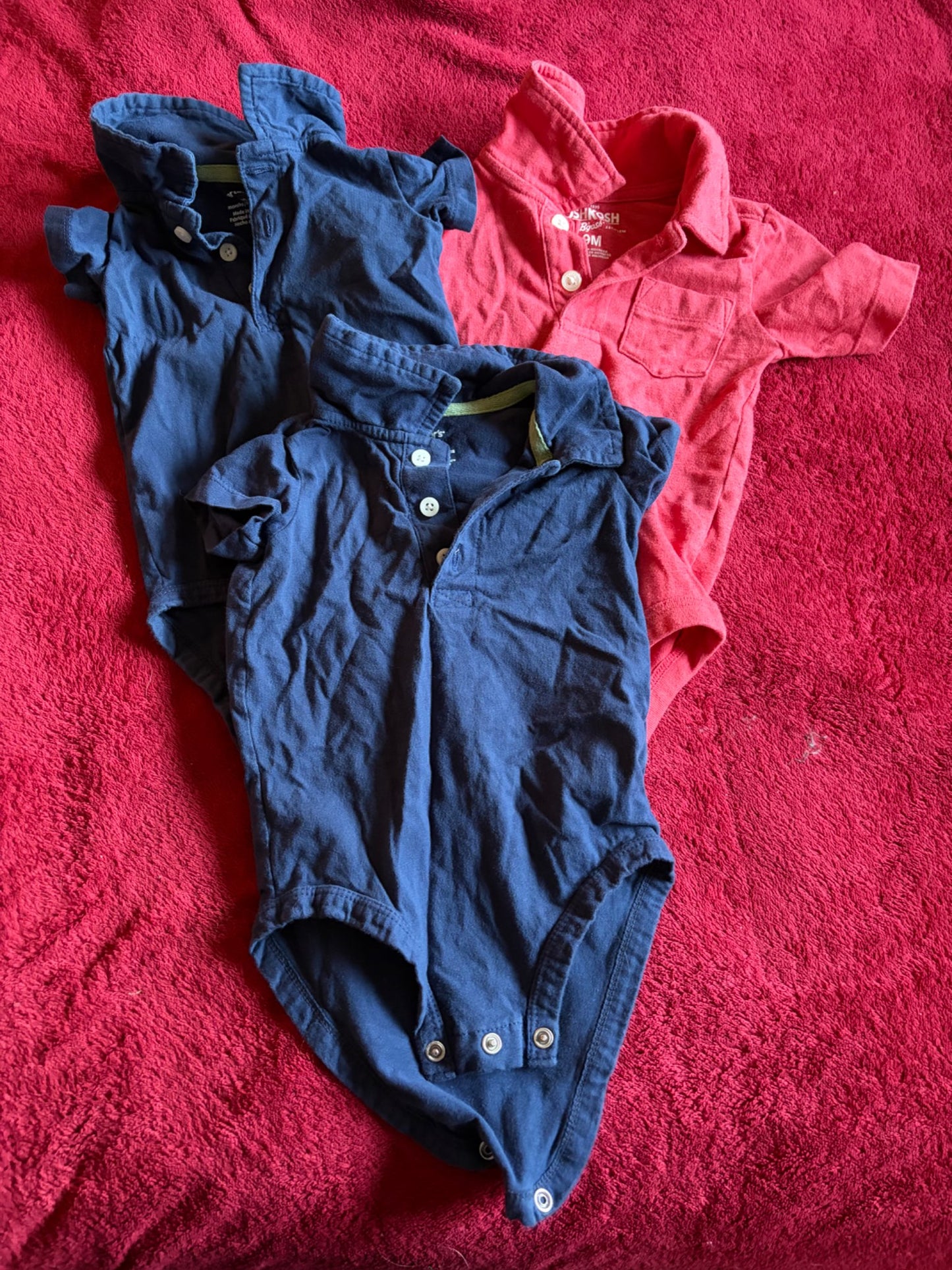 3pc Collared Onesie Bundle 6-9m, Kids 9 Month (6-9M)