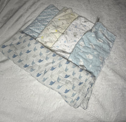 Elephant Themed Swaddle + Receiving Blanket Bundle