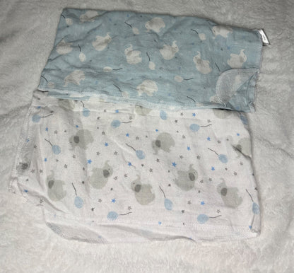 Elephant Themed Swaddle + Receiving Blanket Bundle