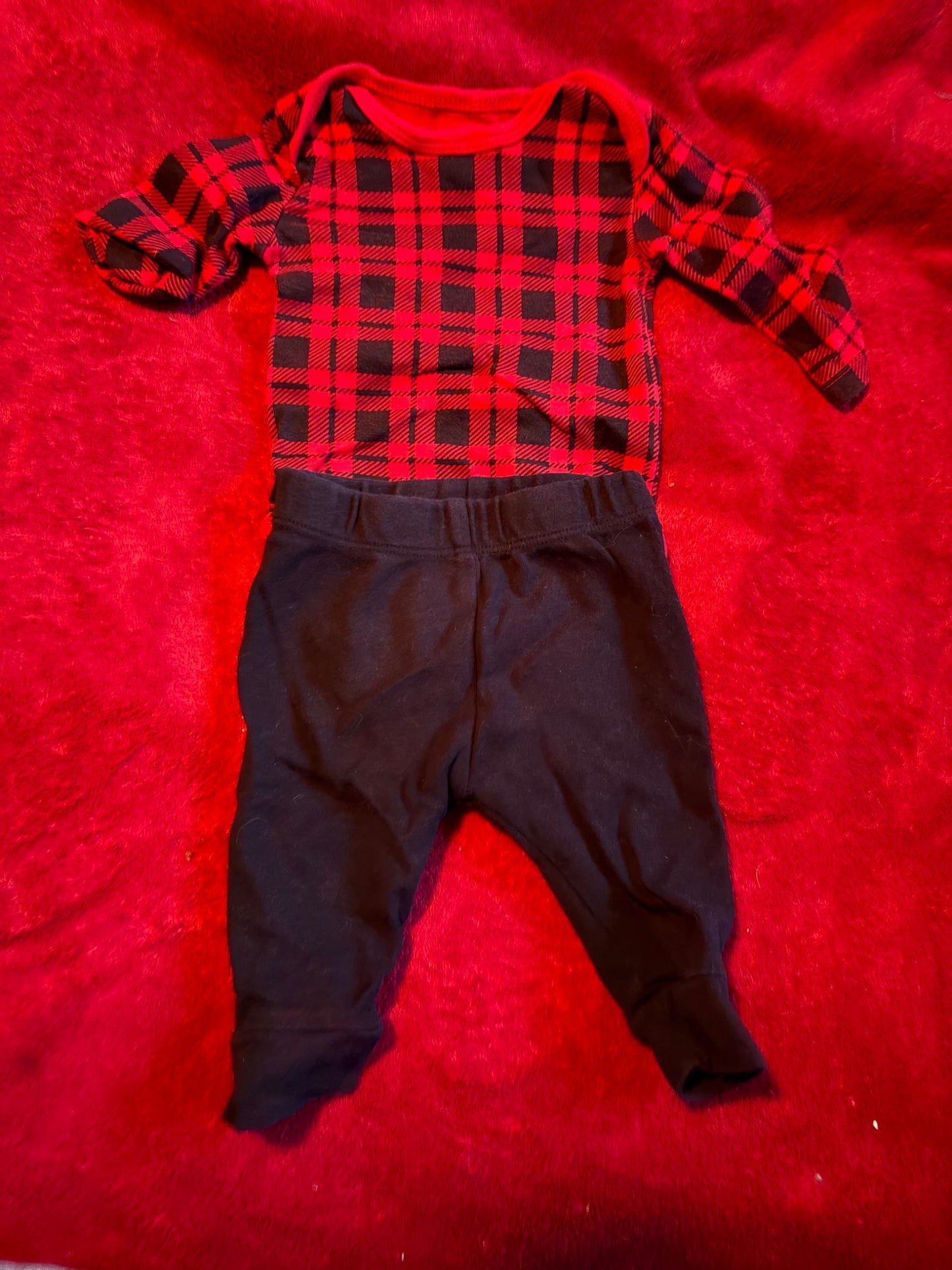 2pc Pekkle Plaid Onesie and Pants Set 3m, Kids 3 Month (0-3M)