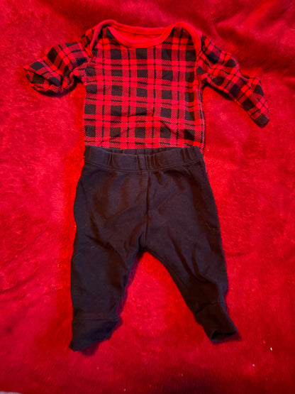 2pc Pekkle Plaid Onesie and Pants Set 3m, Kids 3 Month (0-3M)