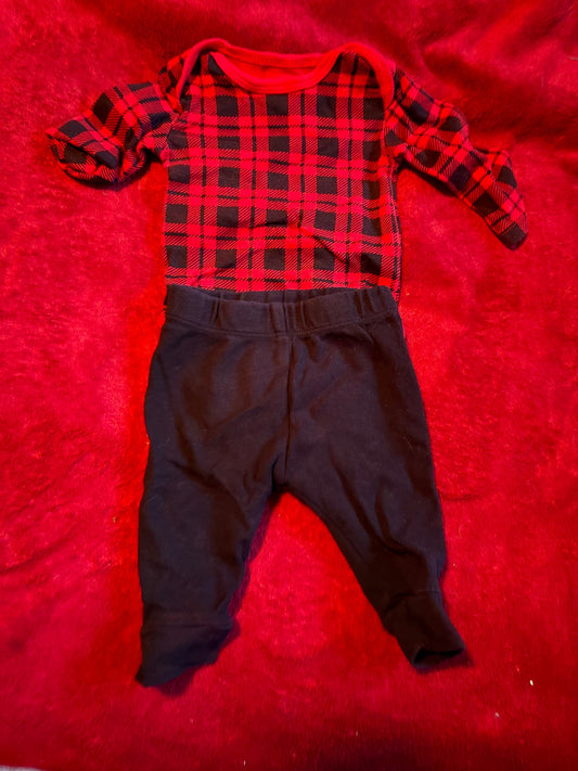 2pc Pekkle Plaid Onesie and Pants Set 3m, Kids 3 Month (0-3M)