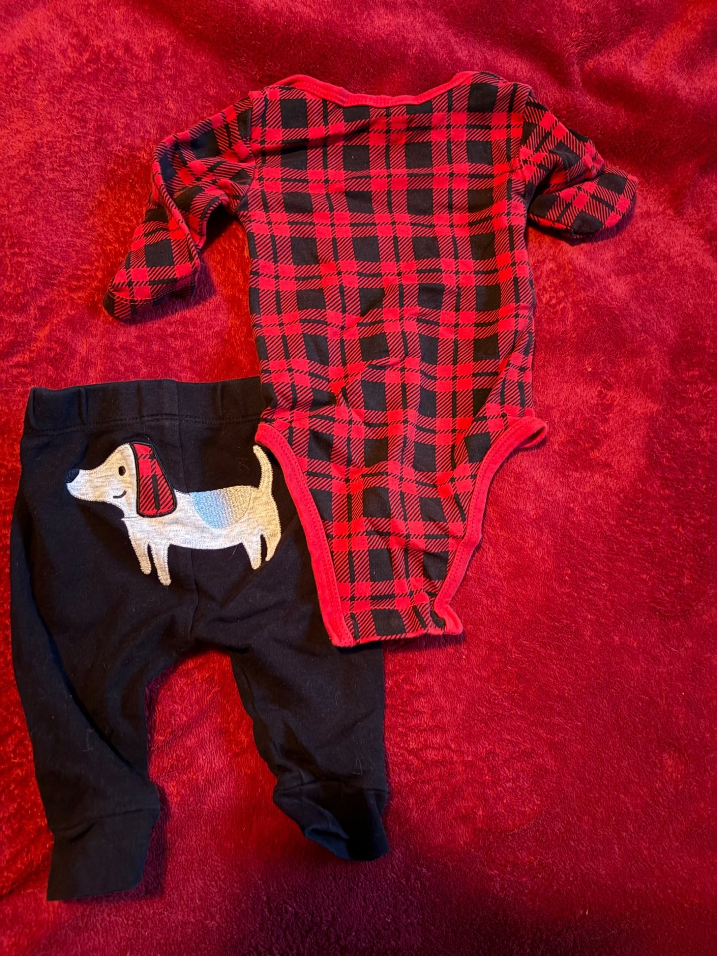 2pc Pekkle Plaid Onesie and Pants Set 3m, Kids 3 Month (0-3M)