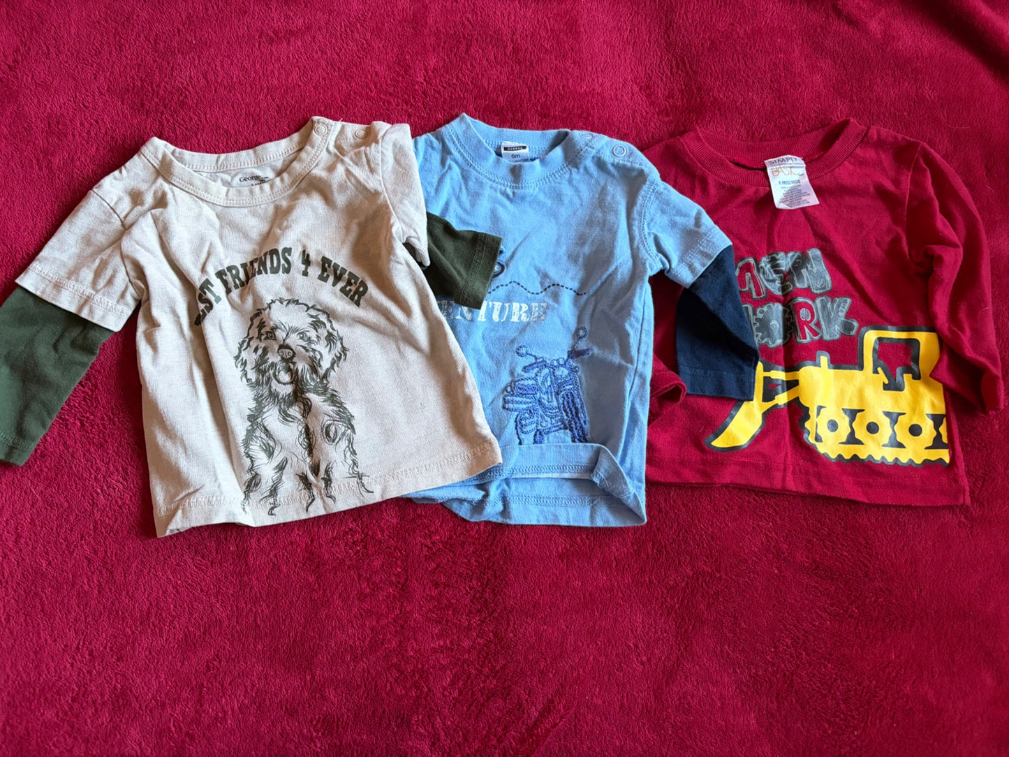 3pc Long Sleeve Shirt Bundle 6m, Kids 6 Month (3-6M)