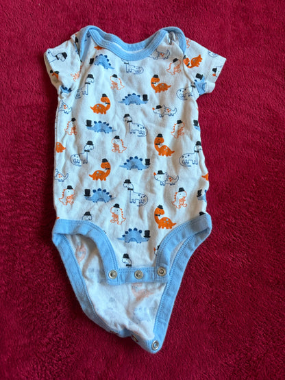 3pc 6m Blue/Orange/Green Dinosaur Onesie Bundle, Kids 6 Month (3-6M)