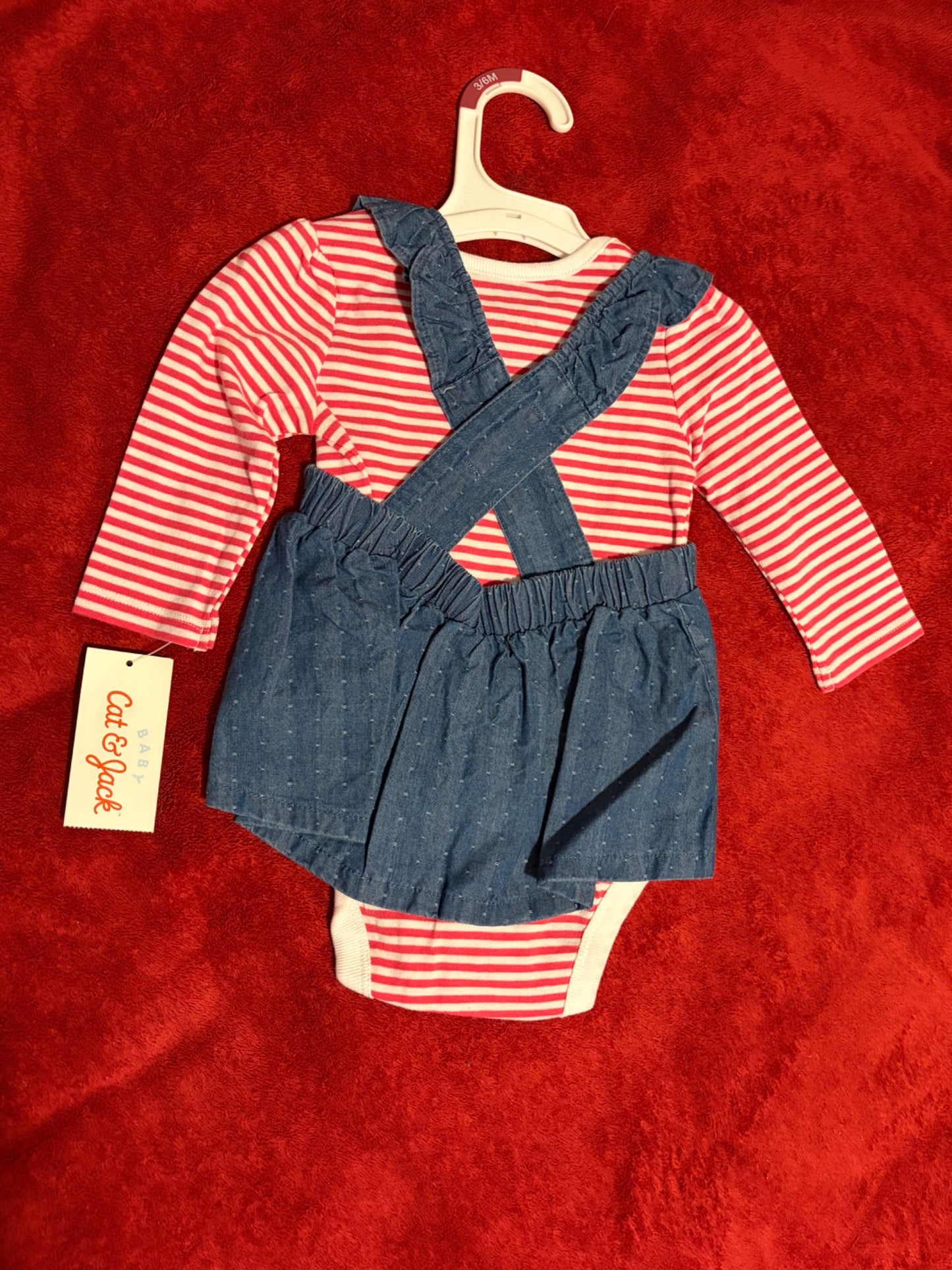 Cat and Jack Overall and Onesie Set 6m (1), Kids 6 Month (3-6M)