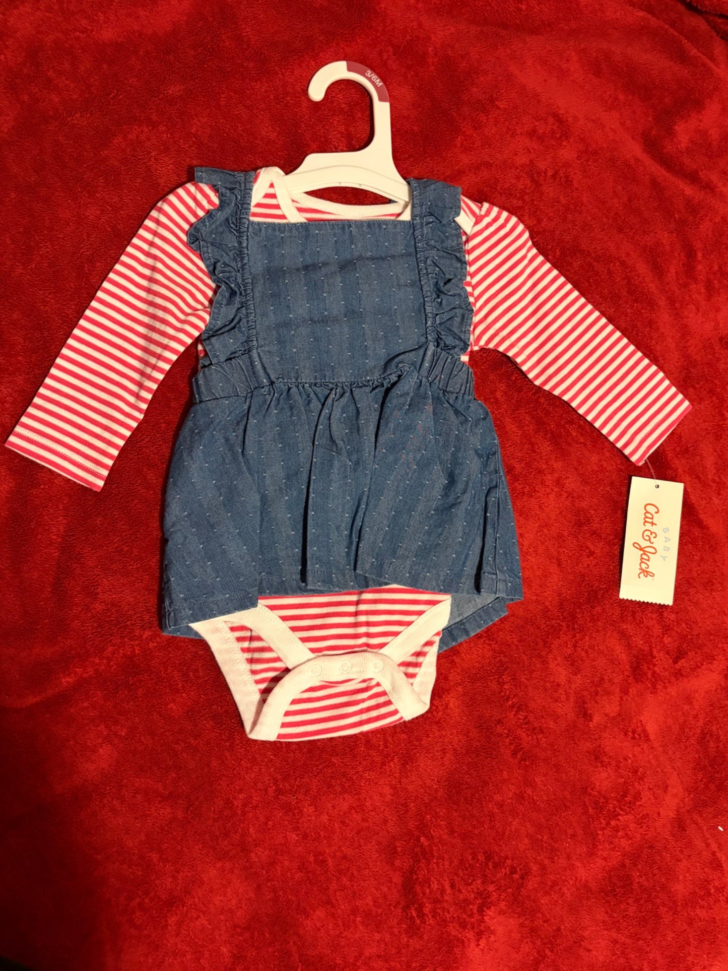 Cat and Jack Overall and Onesie Set 6m (2), Kids 6 Month (3-6M)