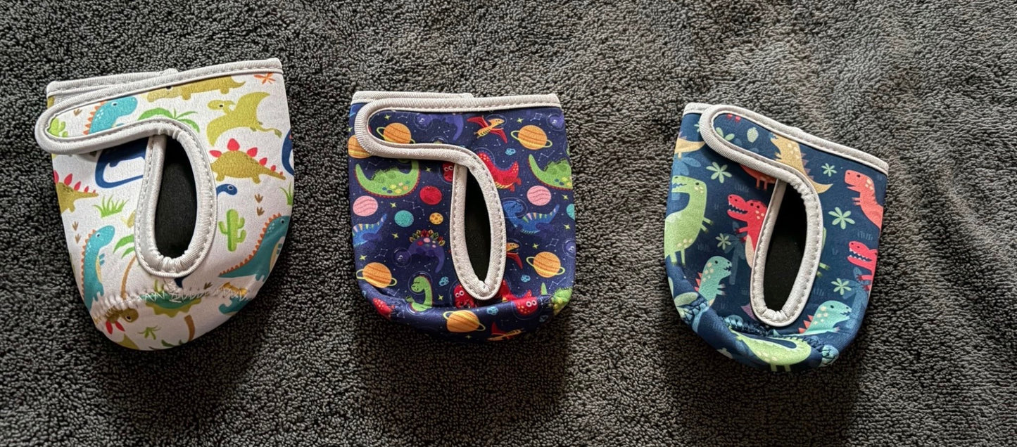 Kids water bottle / cup sleeves x3 - dinosaur