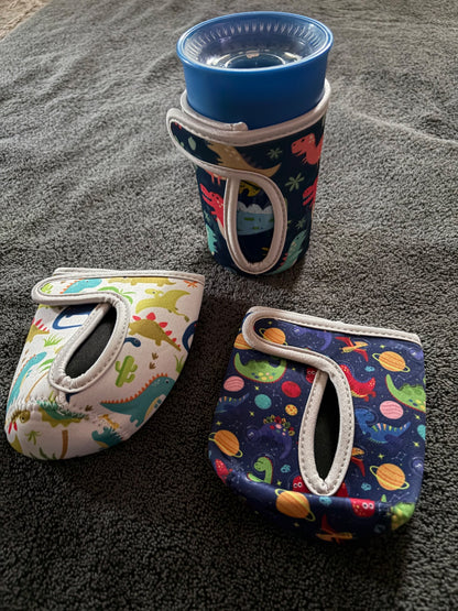 Kids water bottle / cup sleeves x3 - dinosaur