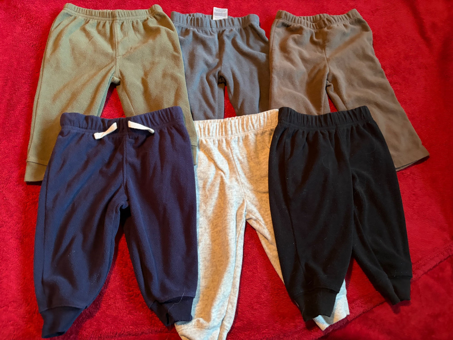 6pc Fleece Pant Bundle 9m , Kids 9 Month (6-9M)