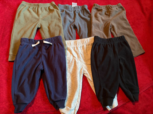 6pc Fleece Pant Bundle 9m , Kids 9 Month (6-9M)