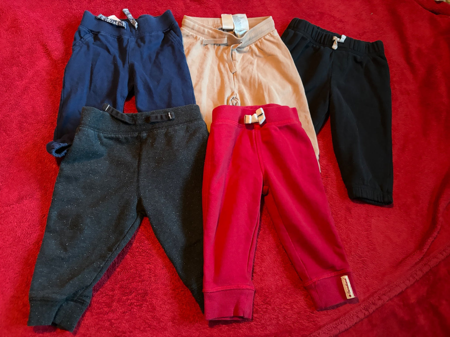 5pcs Drawstring Jogger Pants Bundle 9m , Kids 9 Month (6-9M)