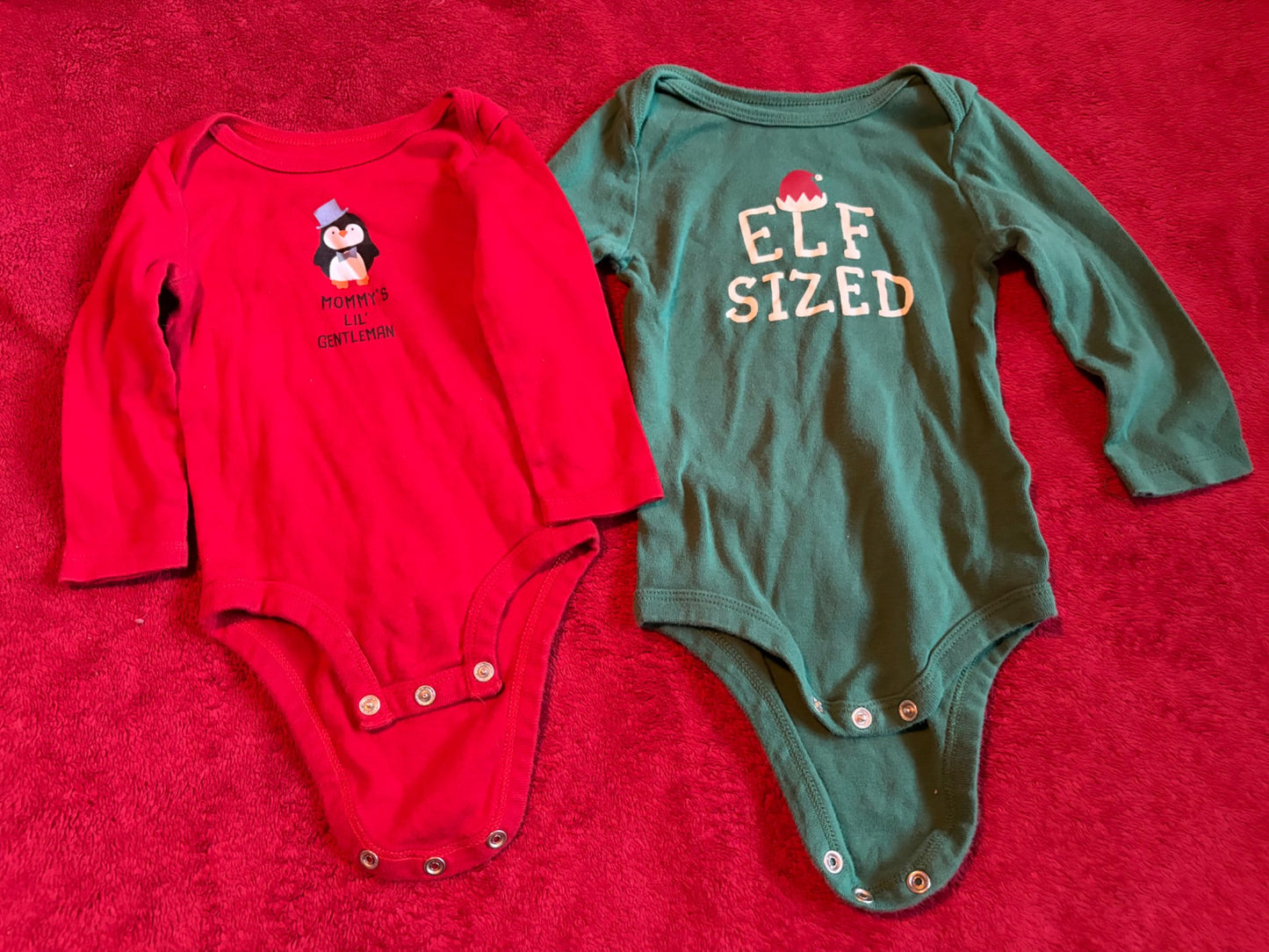 2pc 9m Long Sleeve Onesie Winter Theme Bundle, Kids 9 Month (6-9M)