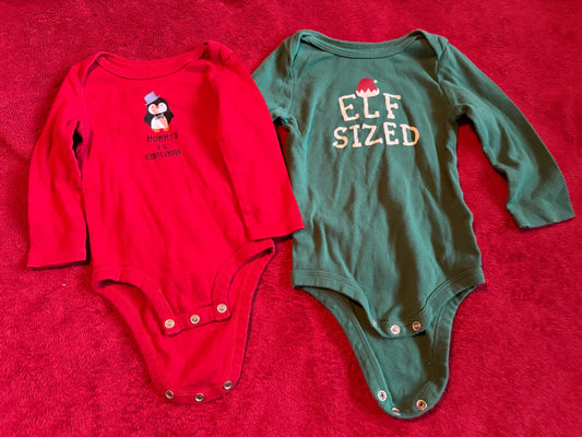 2pc 9m Long Sleeve Onesie Winter Theme Bundle, Kids 9 Month (6-9M)