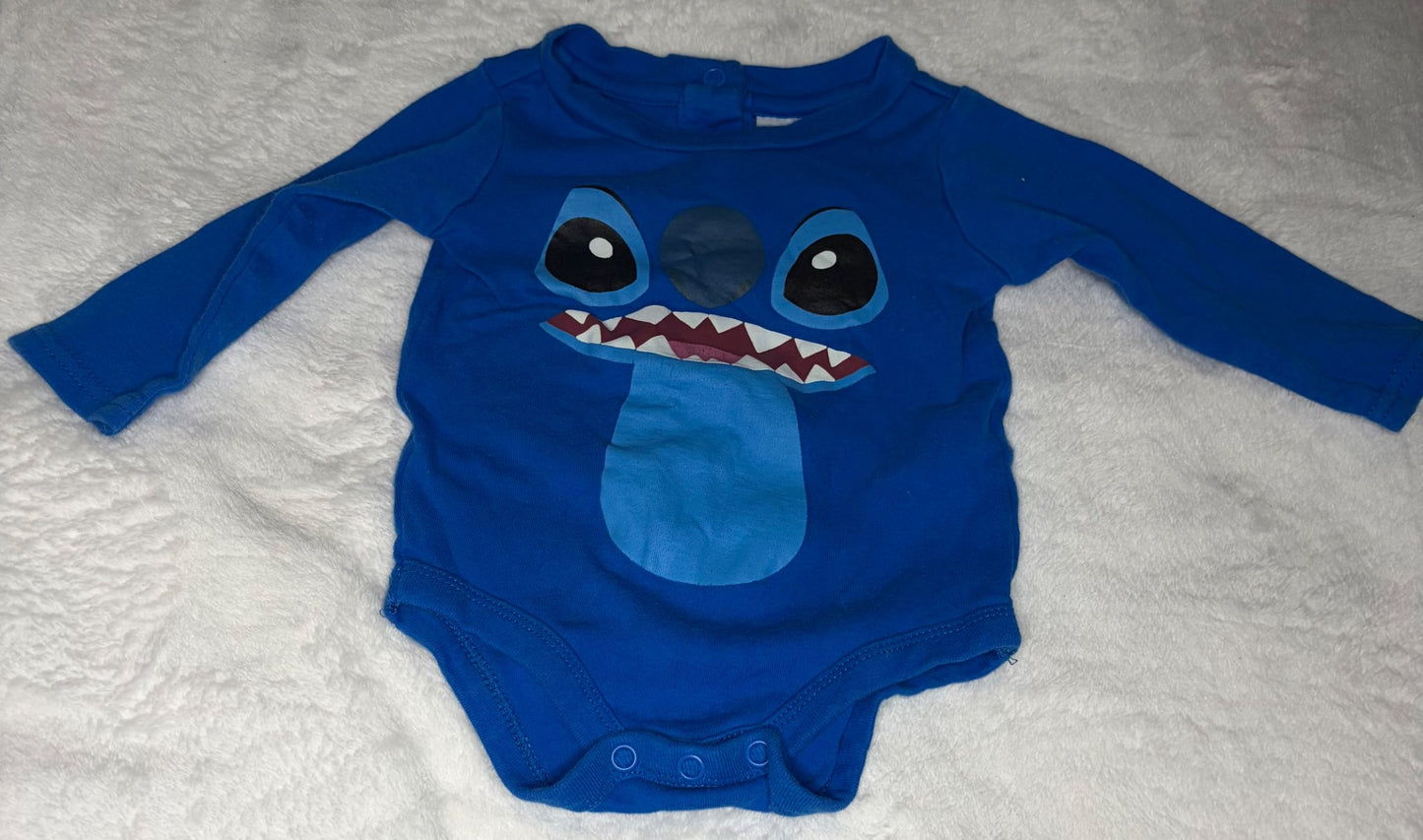 Stitch Long Sleeve Onesie 9m, Kids 9 Month (6-9M)