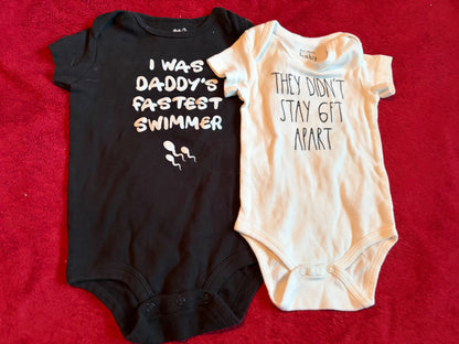 2pc 9m Funny Saying Onesie Bundle, Kids 9 Month (6-9M)