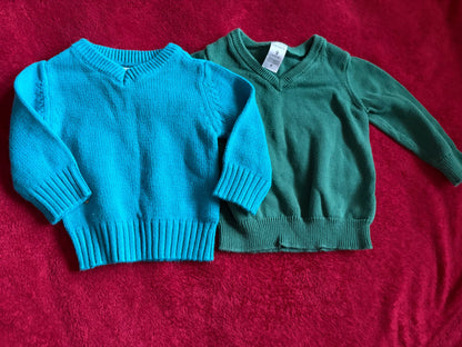 2pc 9m V-Neck Sweater Bundle, Kids 9 Month (6-9M)