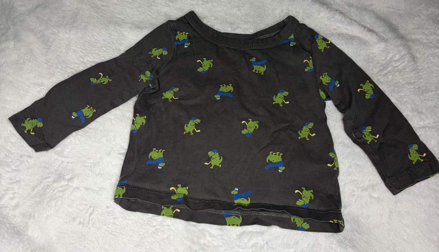 3pc Dinosaur Theme Long Sleeve Shirt Bundle 6-12m, Kids 9 Month (6-9M)