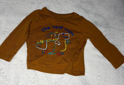 3pc Dinosaur Theme Long Sleeve Shirt Bundle 6-12m, Kids 9 Month (6-9M)