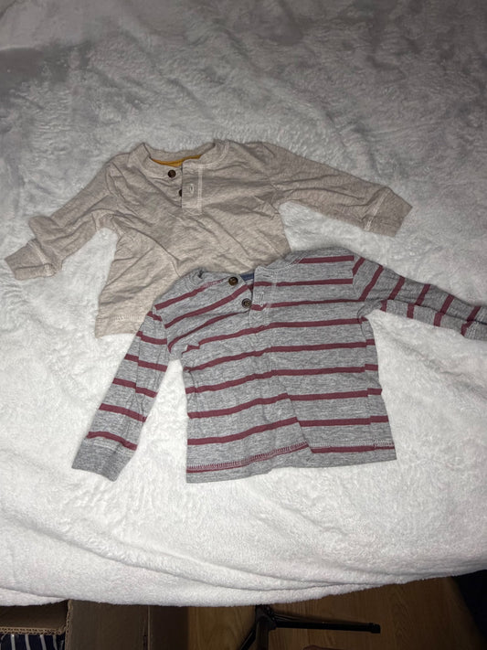 2pc George Long Sleeve Shirt Bundle 6m, Kids 6 Month (3-6M)